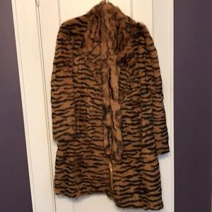 Leopard print knee length coat